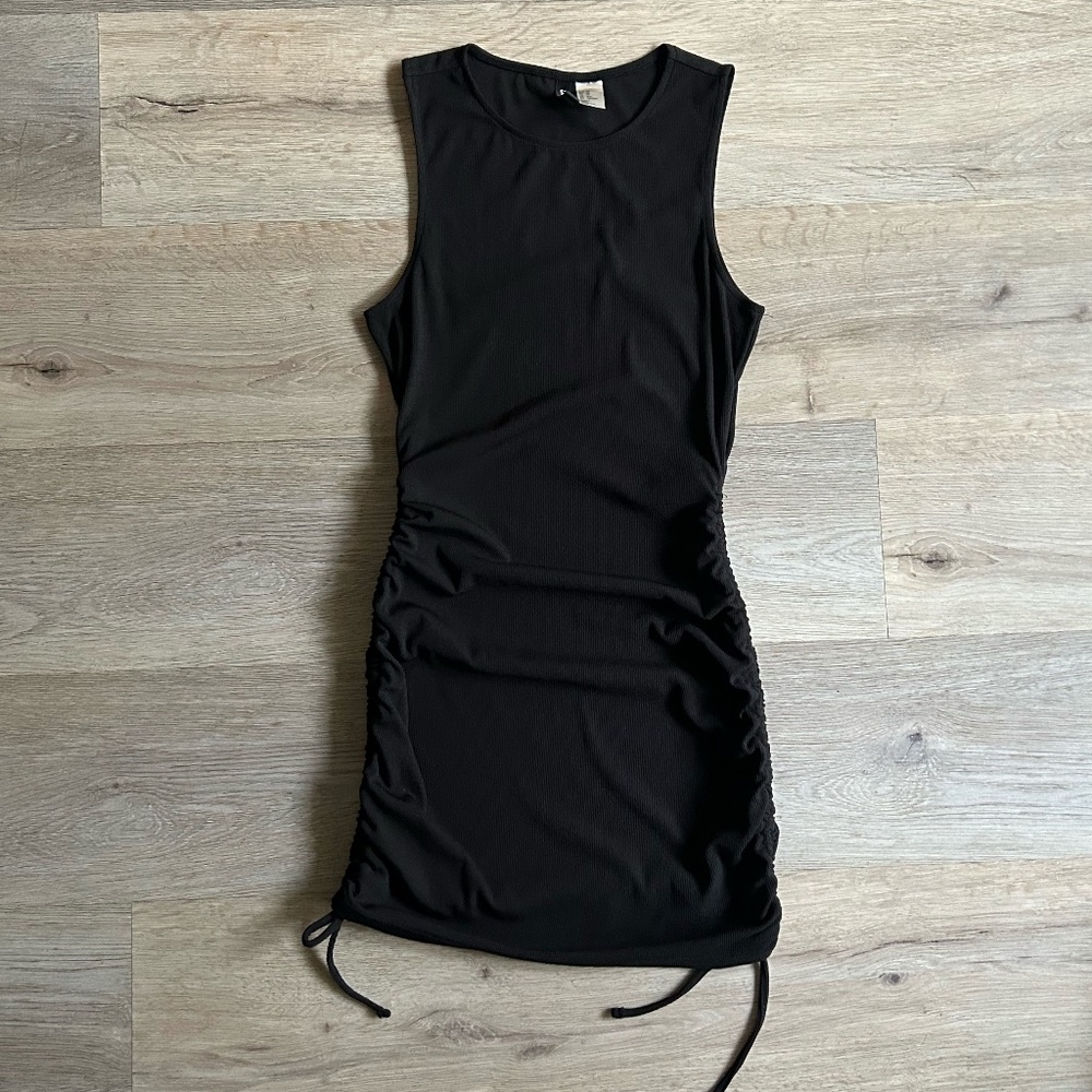 Black Bodycon Scrunched Sides Dress Size XS